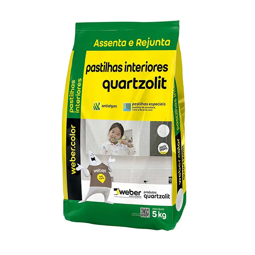 Argamassa de uso interno para pastilhas 5kg grená Weber Quartzolit
